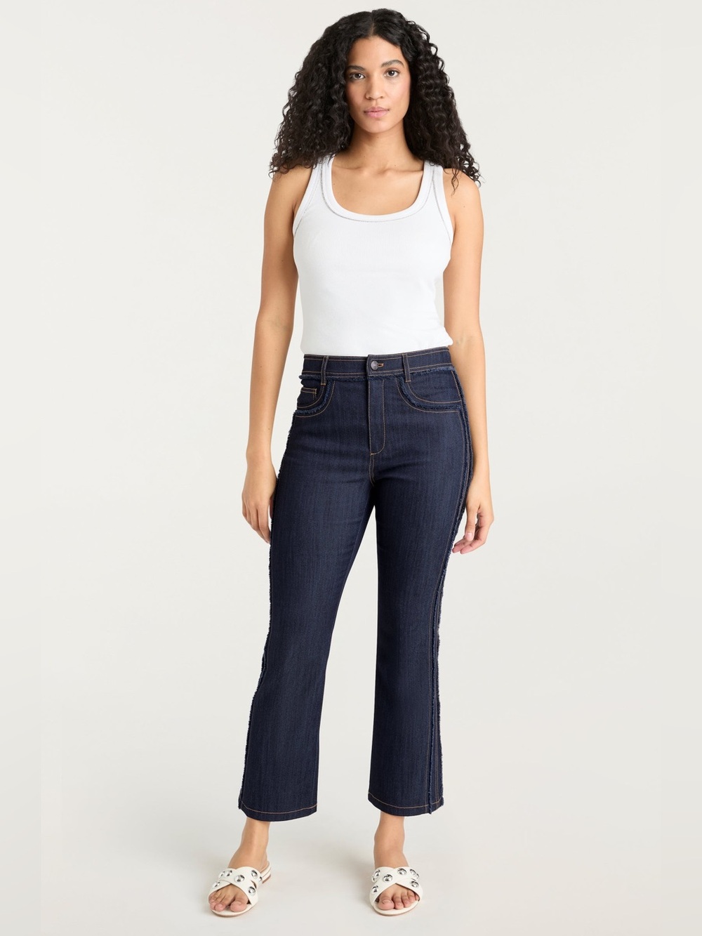 Cinq à Sept Cropped Sallie Jeans Size 10 NWT Indigo Fringe Bootcut $325